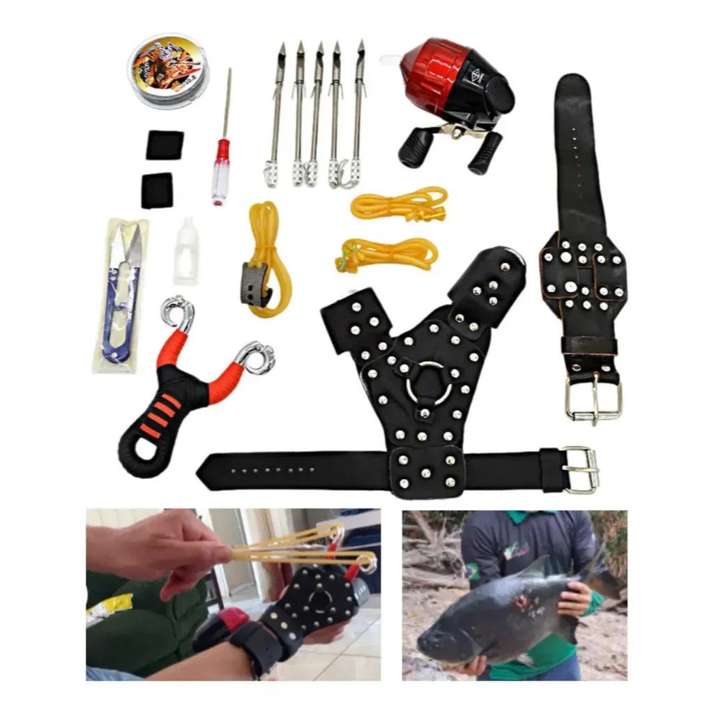 Kit18 Estilingue De Pesca Completo Flecha De Pesca/Carretel De Pesca/dispositivo De Lançamento