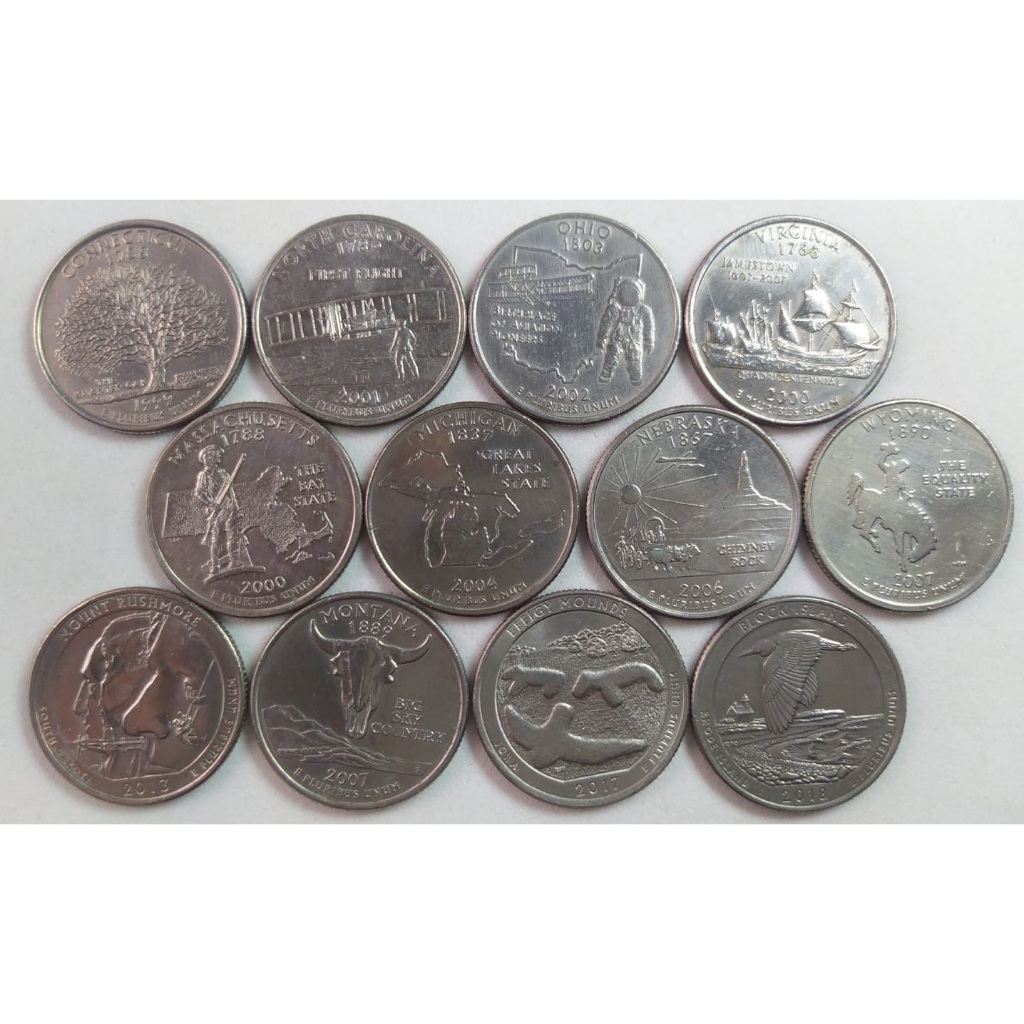 Moedas Quarter Dollars - comemorativas de 25 centavos de dólar americano - Escolha 2, 3, 5, 8 moedas