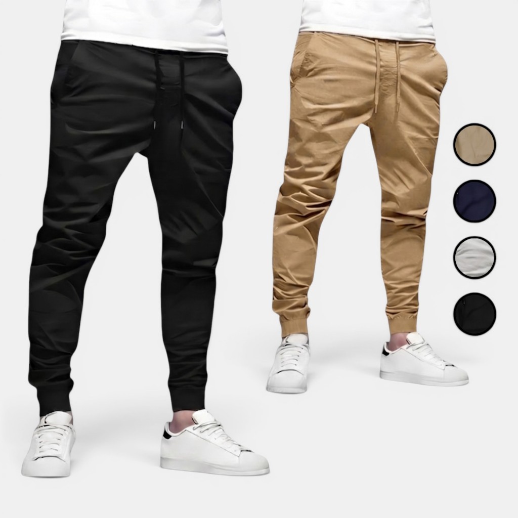Calça Jogger Masculina Sarja ou jeans 4 bolsos com punho elástico streetwear