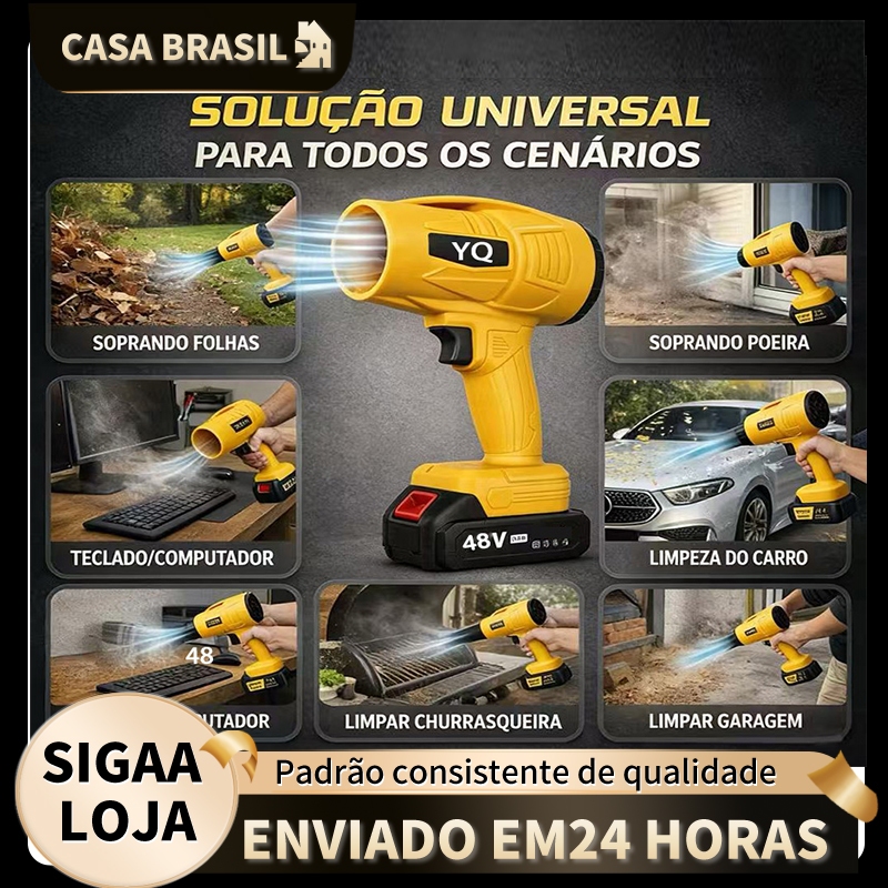 Soprador Turbo Portátil Recarregável 48v Com 1 Baterias Potente Soprador De Folhas Limpeza Geral ofh
