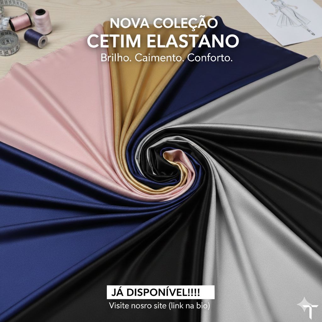 Tecido Cetim com Lycra – Toque Macio, Leve Brilho e Elasticidade – 1,50m Largura