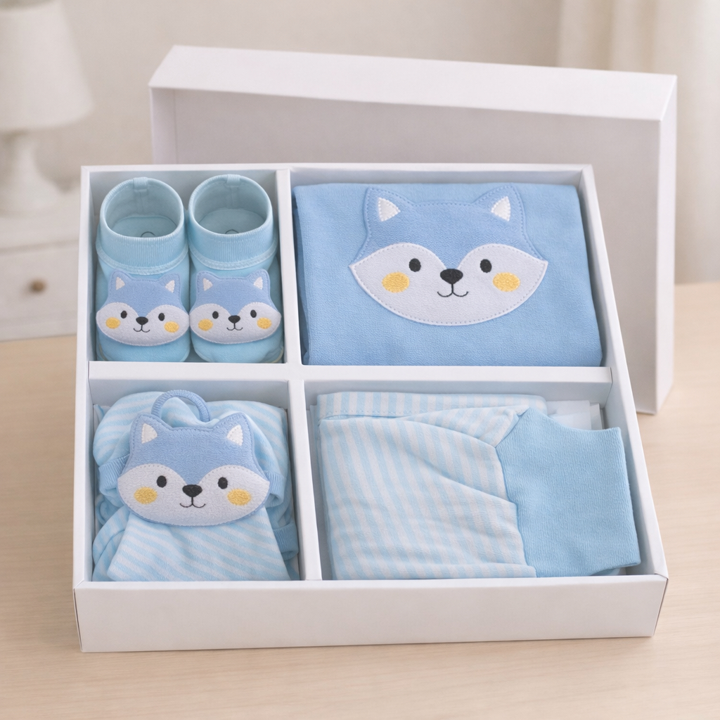 Presente Bebê Enxoval Recém Nascido Body Manga Longa Calça Naninha Pantufa