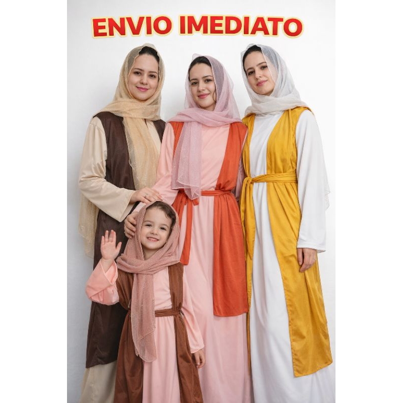 Fantasia bíblica feminina adulto ou infantil, veste arábica, túnica biblica, fantasia  Maria Madalena , vestes hebraicas