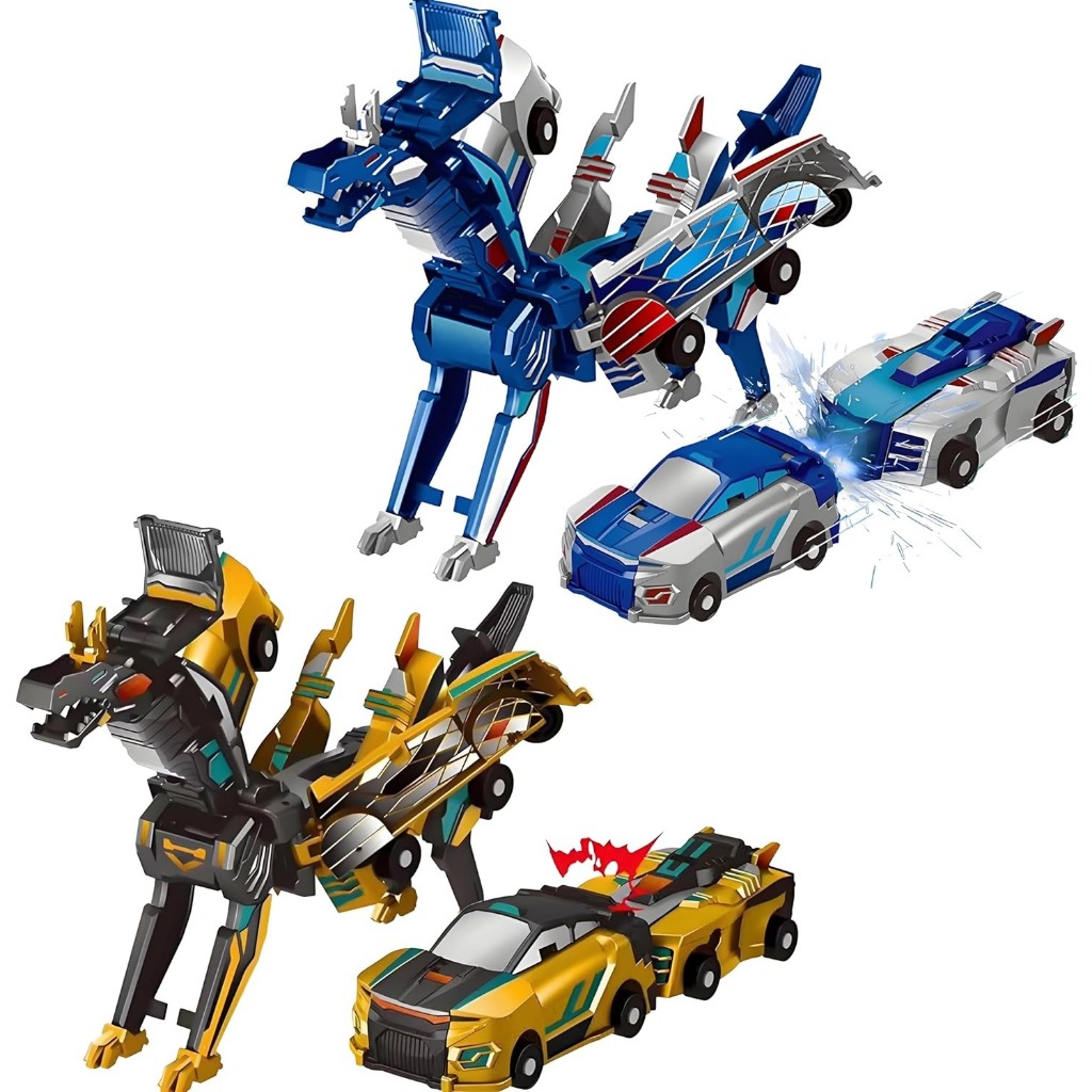 Carrinho De Dinossauro Magnético 2 Em 1 Presente Menino Transformável Automática Por Colisão