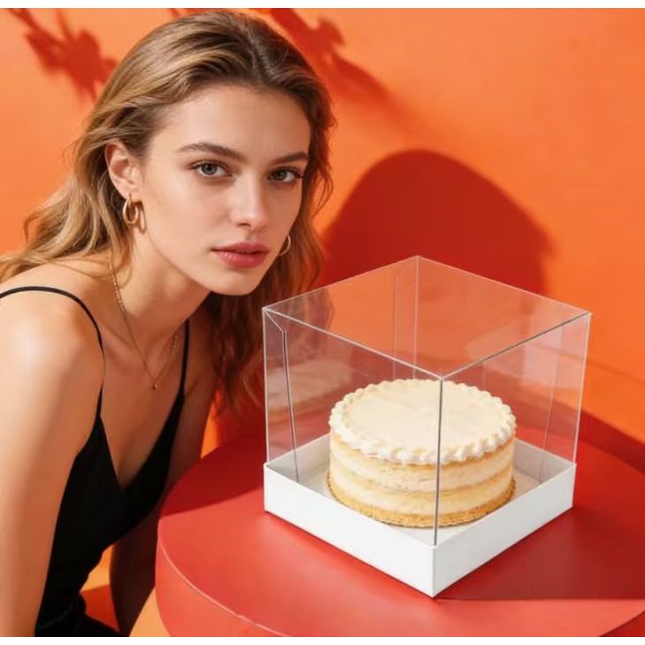 KIT 10~40 caixas para bolo 15x15x15 com tampa de acetato branco