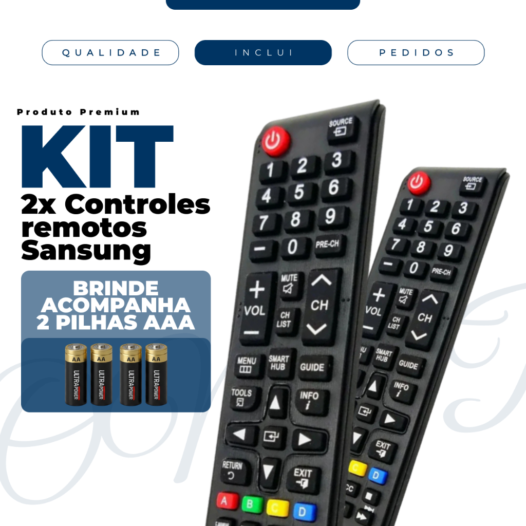 Kit Controle Sansung Smart TV Compatível Samsung Smart TV com Pilhas AAA Inclusas Pronto P/ Uso