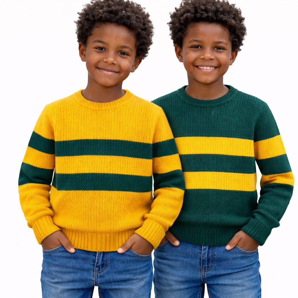 Suéter Infantil Menino Tamanho 4 ao 8 Anos Verde e Amarelo Quentinho Envios Full