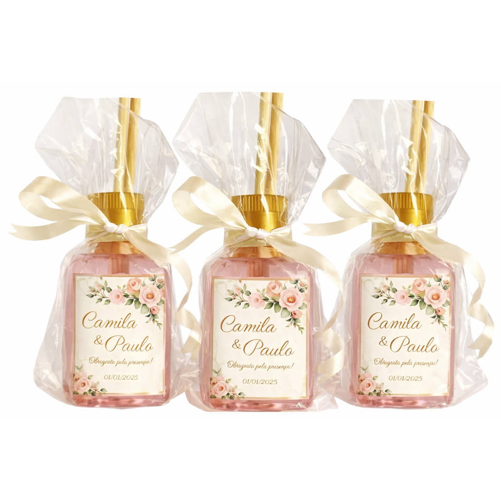 40 Lembranças Personalizadas Mini Aromatizador 42 ml. Difusor Casamento Chá de bebê Nascimento Cha de fraldas