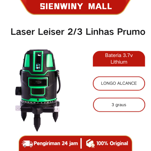 Laser Leiser 2/3 Linhas Prumo Esquadro Bateria Recarregável com Maleta Profissional + Nfe