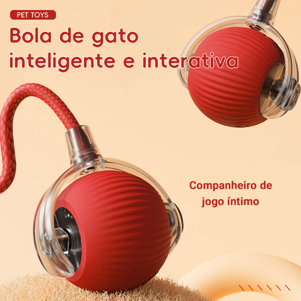 Brinquedo Inteligente para Gatos, Bola de Rolamento Automática com Cauda Falsa, Recarregável e Elétrica Interação