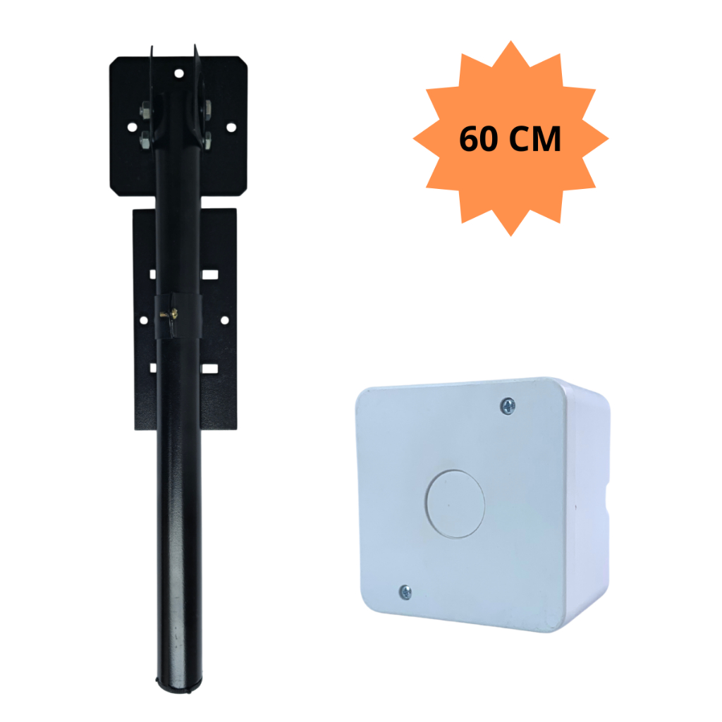 Suporte Extensor de Ferro Reforçado para Câmera e Sensor 60 cm + 01 Caixa de Sobrepor