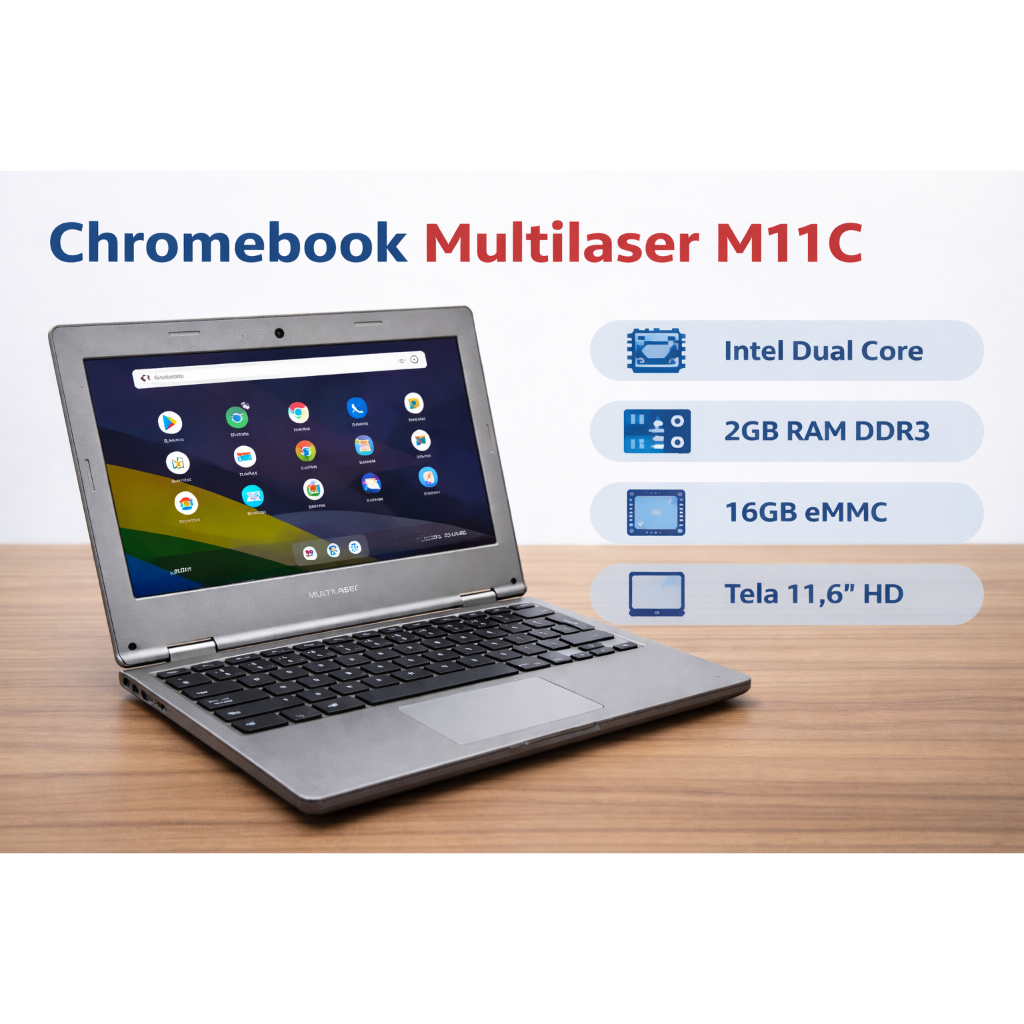 Chromebook Multi 11,6 polegadas | Excelente para Atividades Básicas | Processador Intel | Seminovo