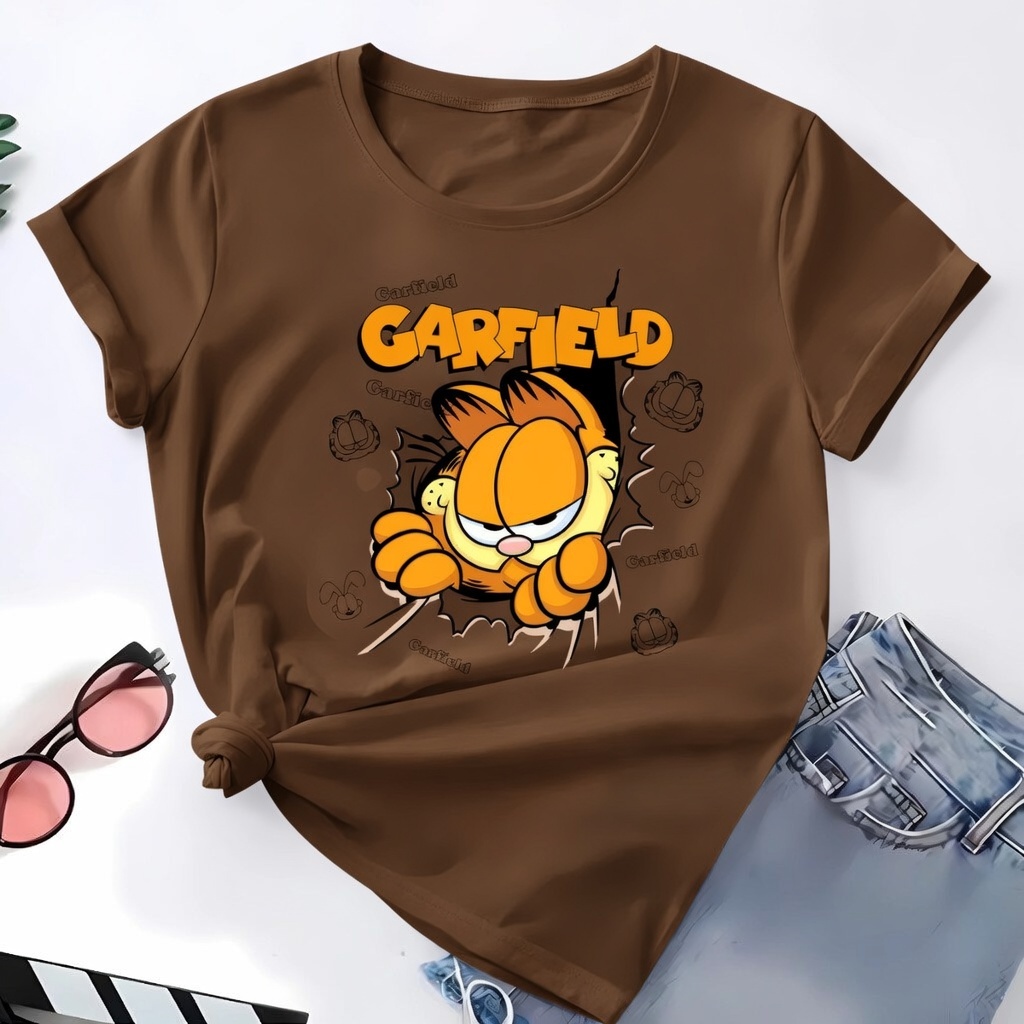 BlusaT-shirt Linda 100% Algodao Camiseta Feminina Garfild Desenho Camisa Premium