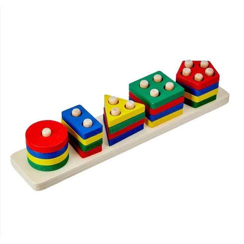 Brinquedo Educativo Madeira Montessori Encaixe Formas Geométricas Colorido Coordenação Motora Infantil