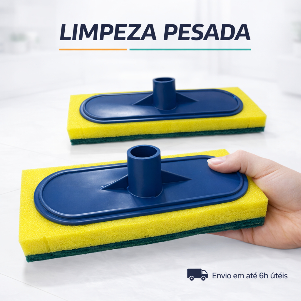 Kit Lava Piso Azulejo Esfregão Esponja Abrasiva limpeza Banheiro Cozinha Piscina Refil Rodo Sem Cabo