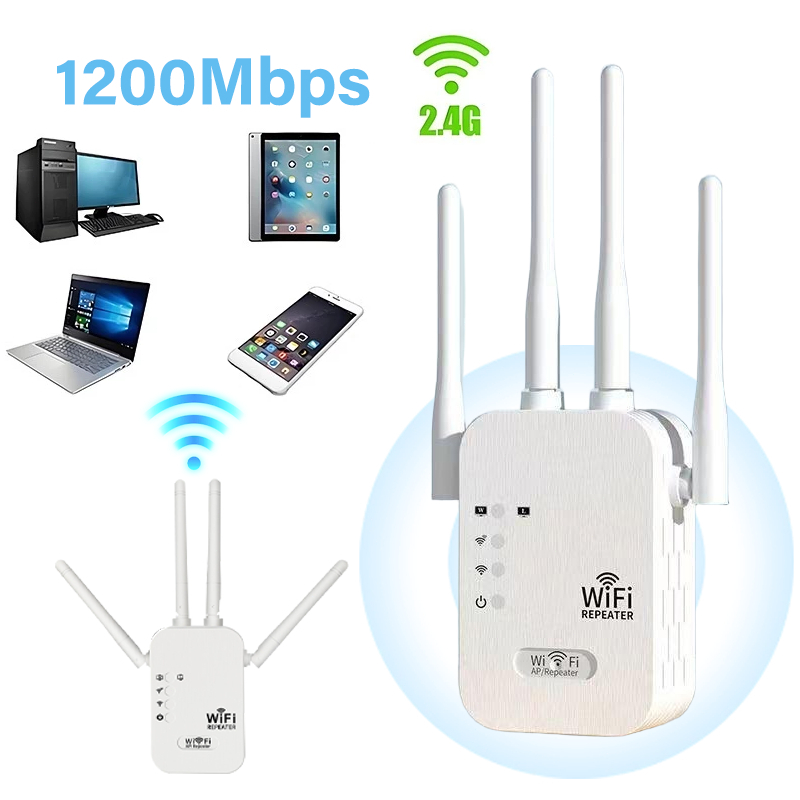 Repetidor Wi-Fi 4 Antenas 2800Mbps Amplificador de Sinal Cor Branco Ideal para Casa e Escritório G8