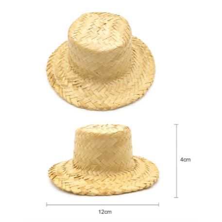 kit 20 Chapeus de Palha Boneca Miniatura p/ Tiara Festa Junina Julina