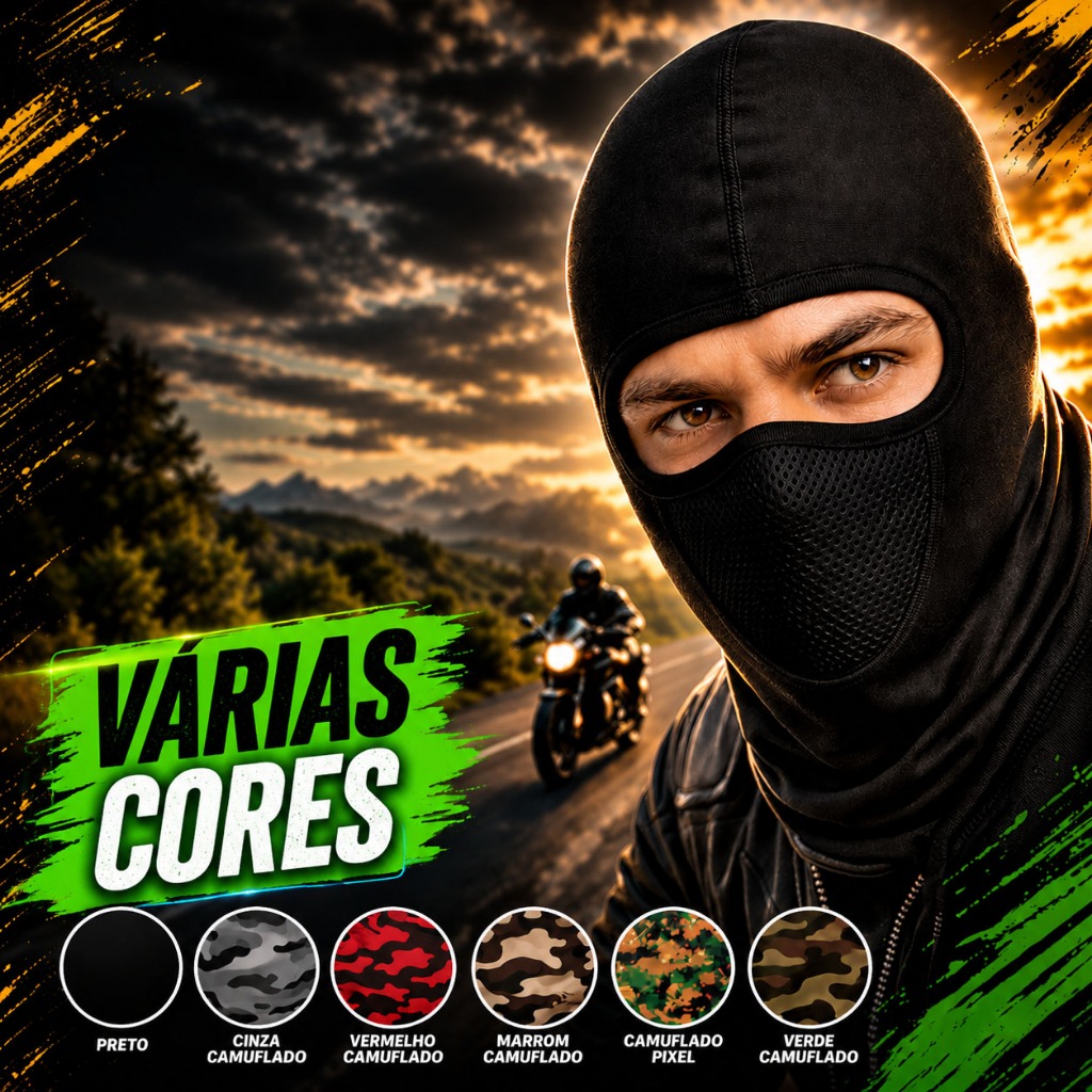Balaclava Touca Ninja Moto Máscara Motoqueiro Motoboy Protege Do Sol Máscara Térmica Resistente