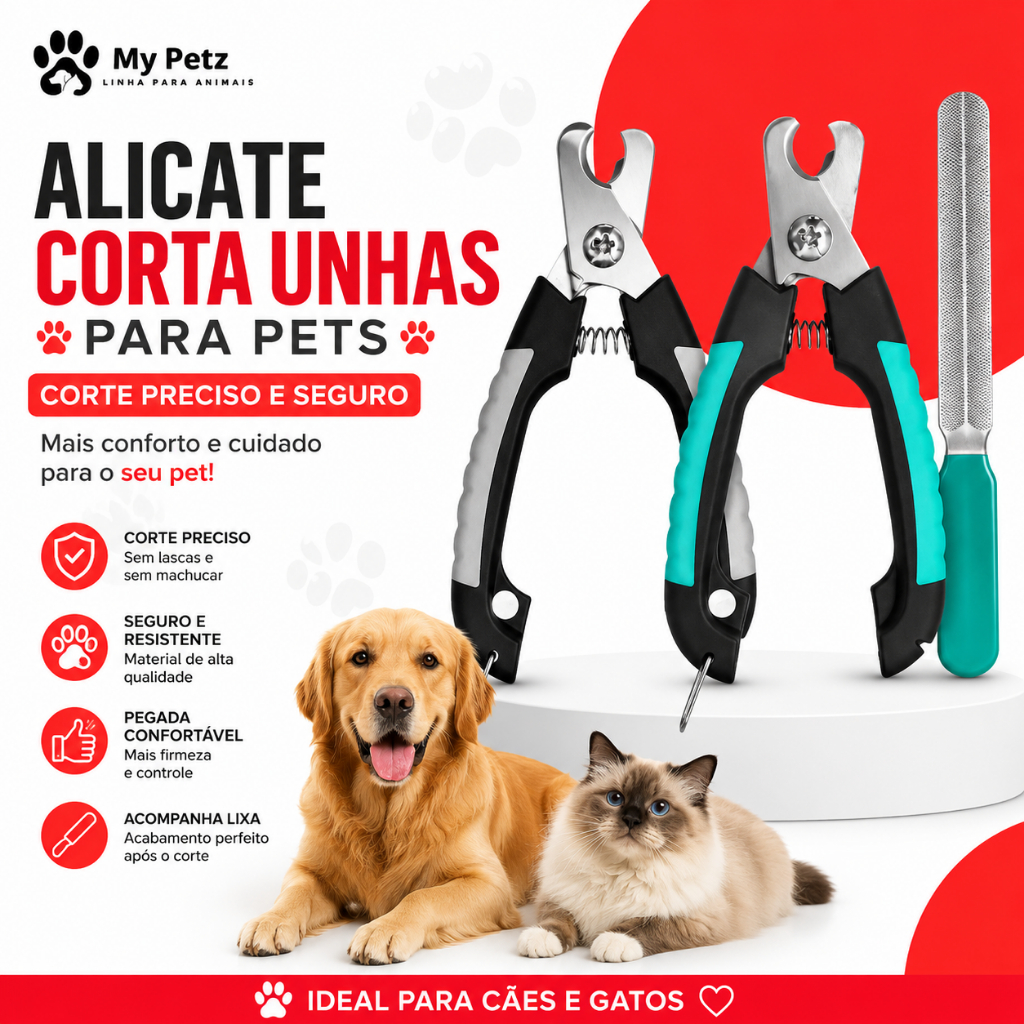 Cortador Alicate C/ Lixa De Unha + Brinquedo Pet Gato, Cão Pequeno, Médio e Grande Porte