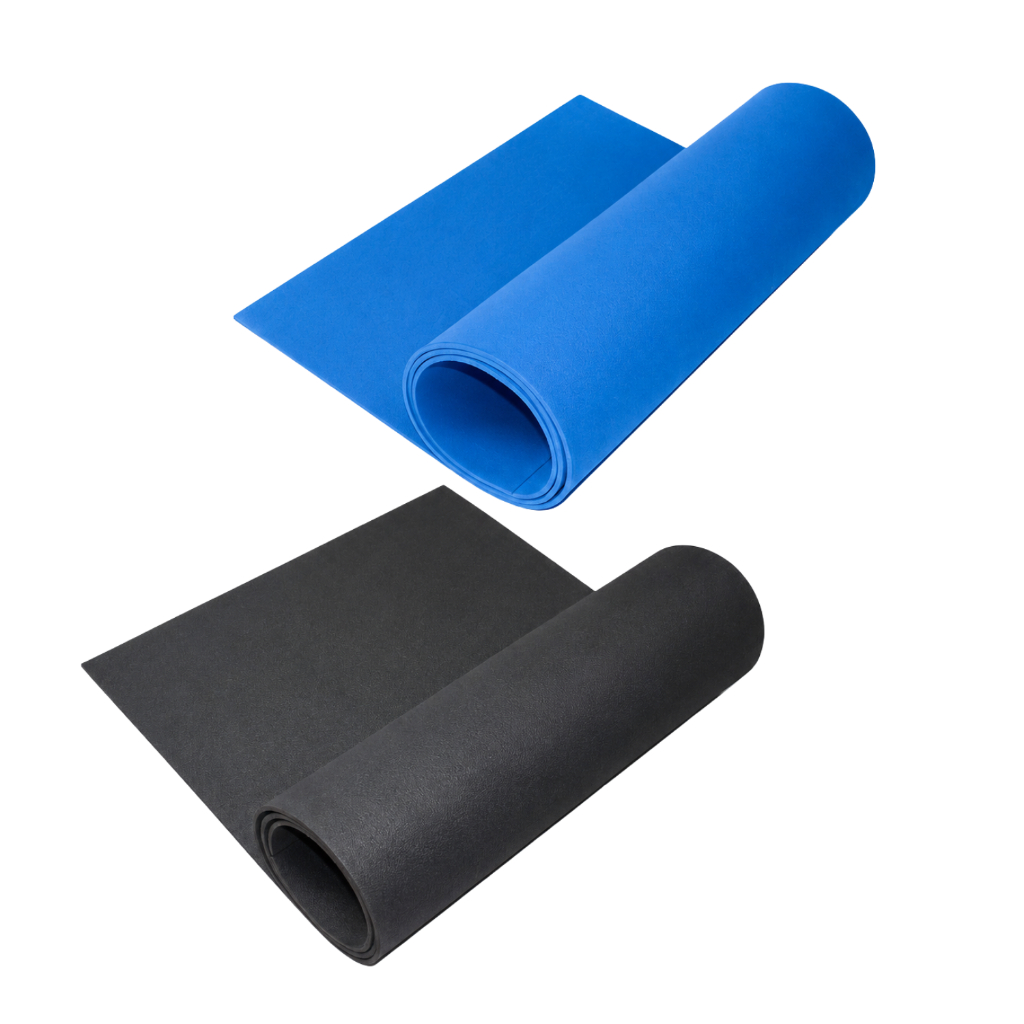 Tapete Eva para Yoga e Pilates 180x60cm 5mm Azul e Preto | Ginástica