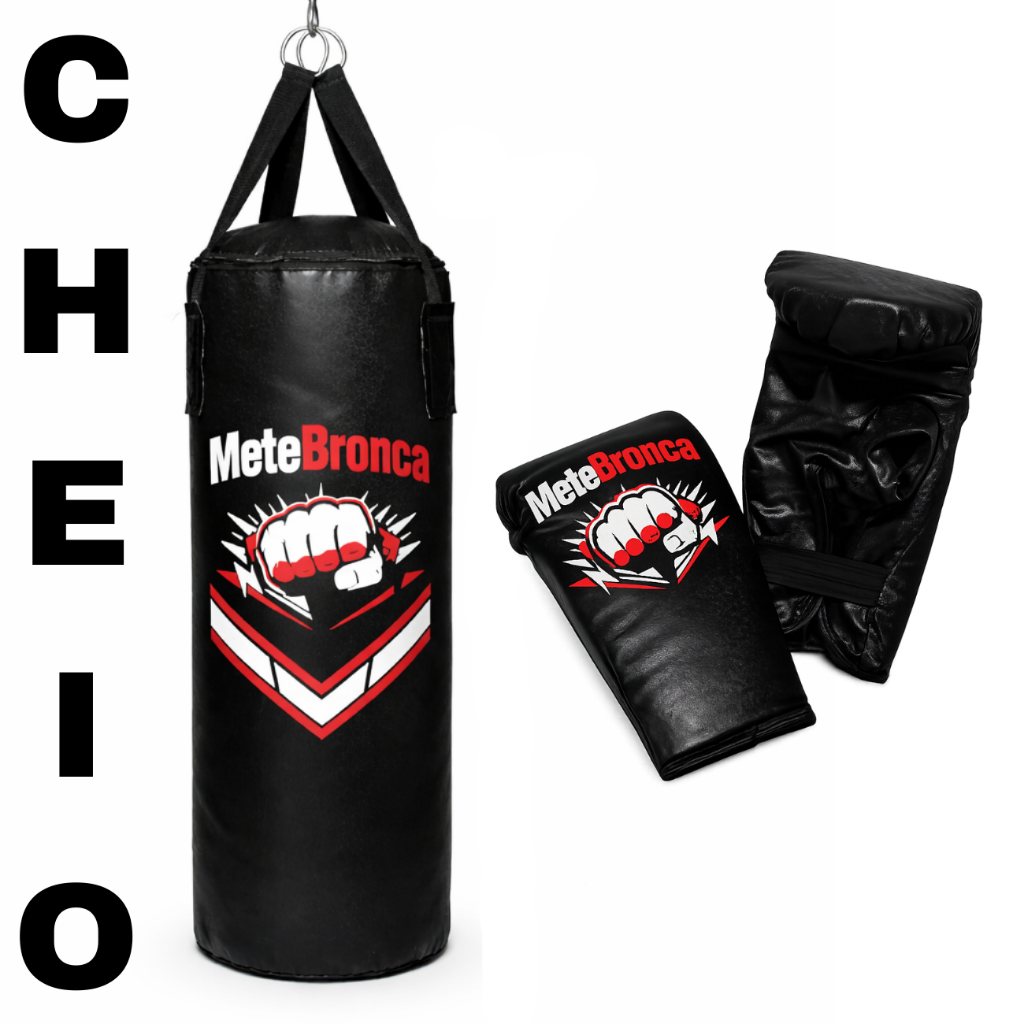 Kit Saco De Pancada 70cm Cheio Profissional + 1 Par De Luvas Treino Boxe Mete Bronca