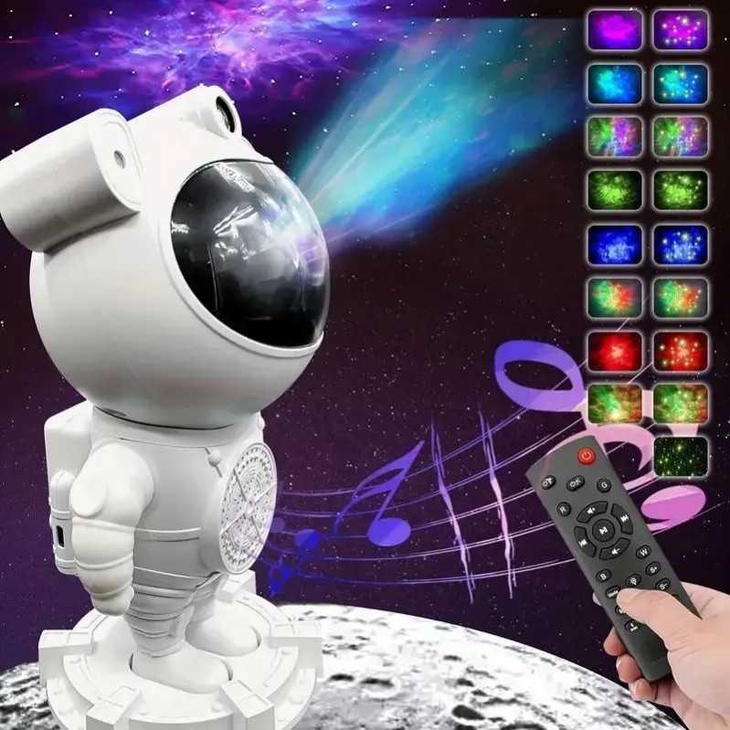 Projetor de luz com Bluetooth noturna astronauta galáxia luz noturna estrelada projetor de luz
