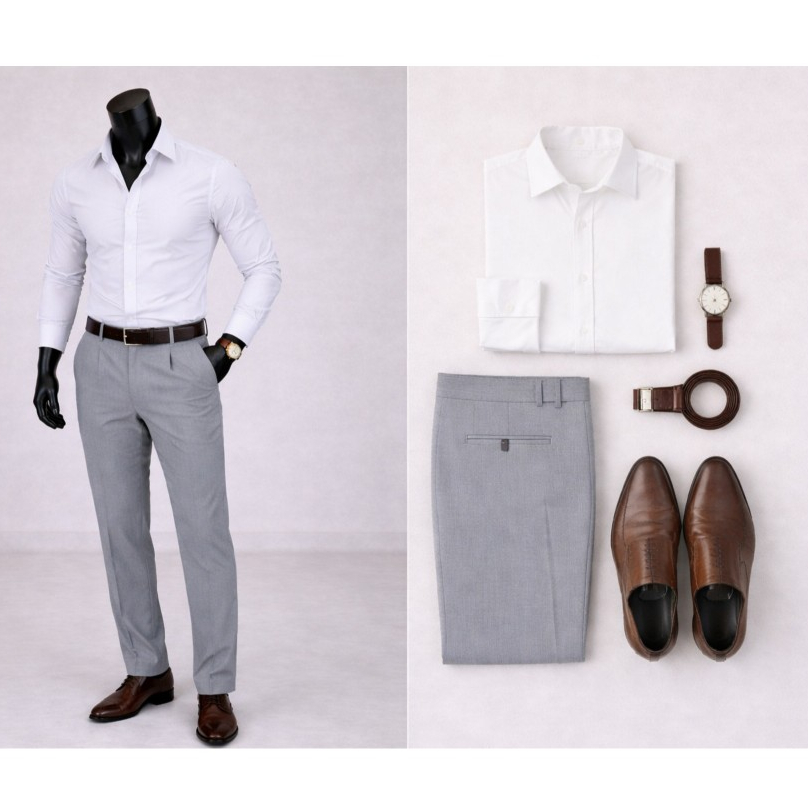 Kit Camisa Social Masculina e Calça Social Reta Tradicional Premium Tam 36 Ao 50