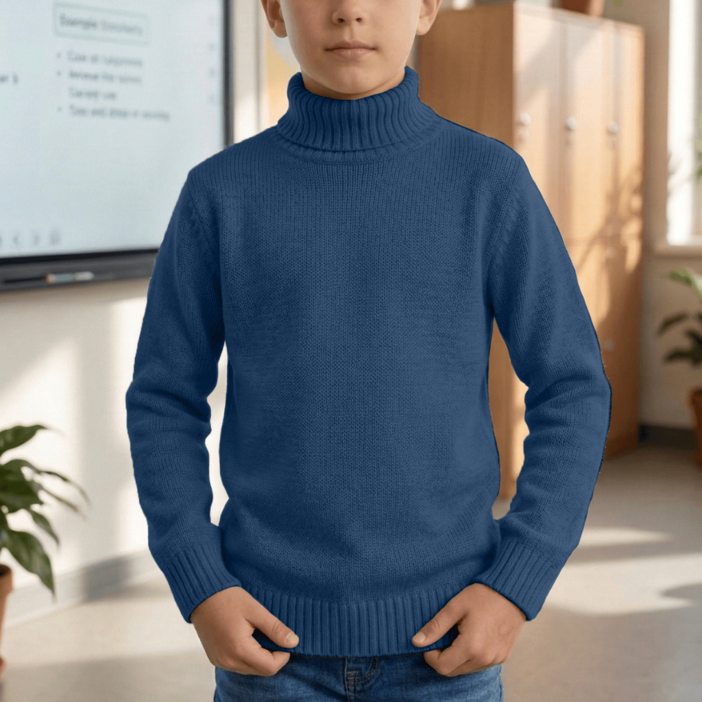 Blusa Cacharrel Infantil Masculina Gola Alta Tricot Inverno Frio Básica Confortavel Casual