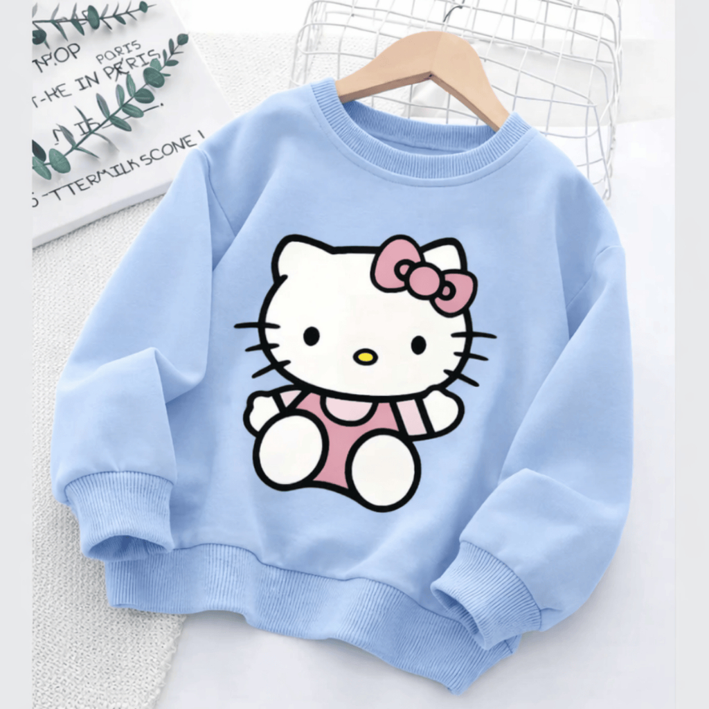 Moletom Infantil Menina Hello Kitty Fofa Delicada casaco flanelado sem capuz