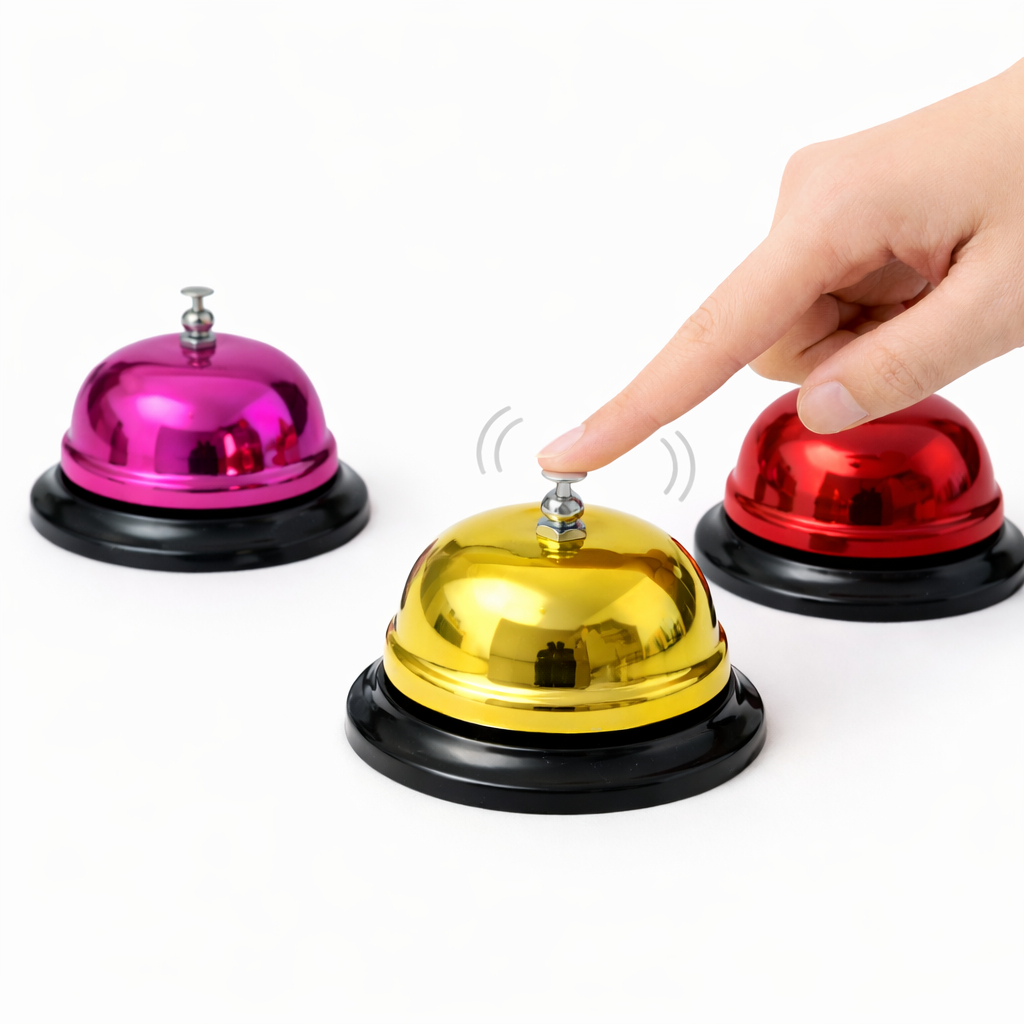 Campainha de Mesa Call Bell Atendimento Restaurante Recepção Balcão Sino Escritório Amarela ou Rosa