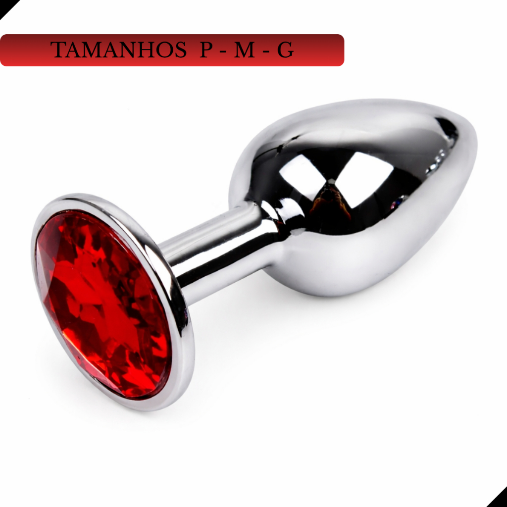 Plug Anal Inox Pedra Joia Tamanho P M G Excita Estimula Dilata Lubrifica Casal Fetiche Prazer Sex Shop Coração