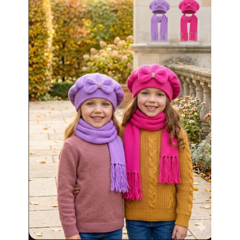 KIT CACHECOL E BOINA INFANTIL LÃ VARIAS CORES