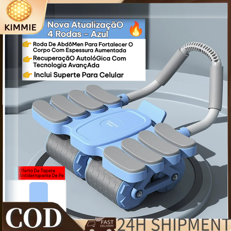 Roda Abdominal de 4 Rodas Aparelho de Abdominais Autoretorno Roda para Abdominais Silencioso