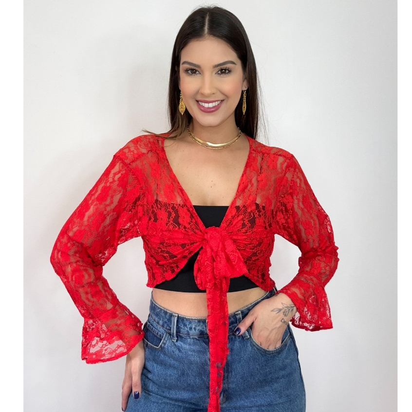 Bolero de Renda estilo Cigana com Manga Longa Cores