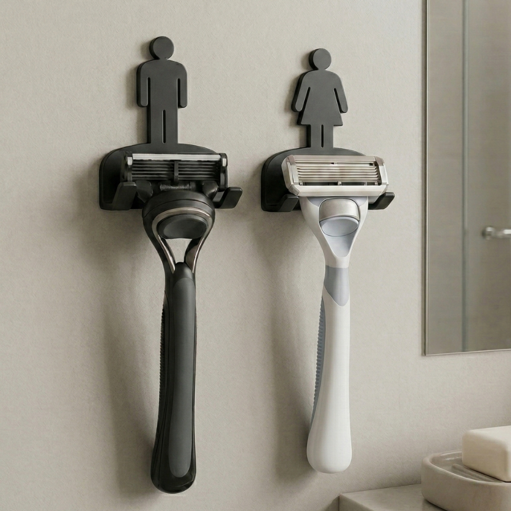 Suporte para Lâmina de Barbear Parede com Fita 3M Organizador Banheiro Barbeador Masculino Feminino
