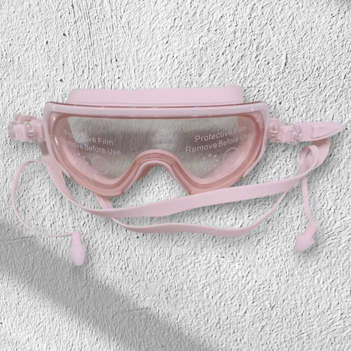 Juvenil/Adulto,Óculos de natação de armação grande com protetores auriculares.