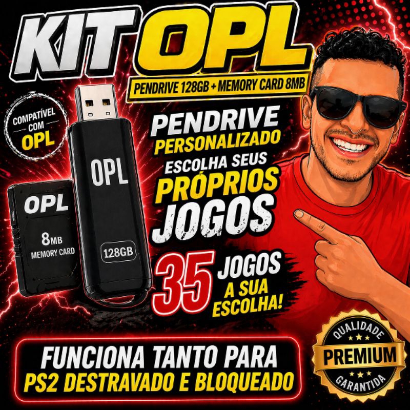 Kit Opl PS2 Memory Card + Pendrive Você escolhe seus jogos