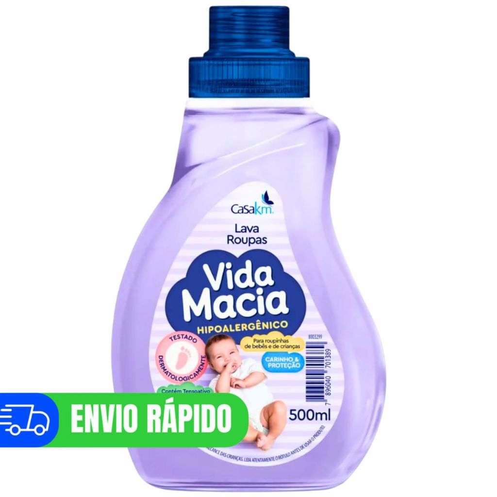 Lava Roupas de Bebê Vida Macia Sabão Líquido 500ml