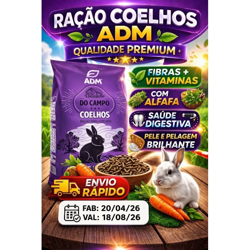 Ração Natural Adm Presence Para Coelhos Reduz Odor De Fezes 5kg