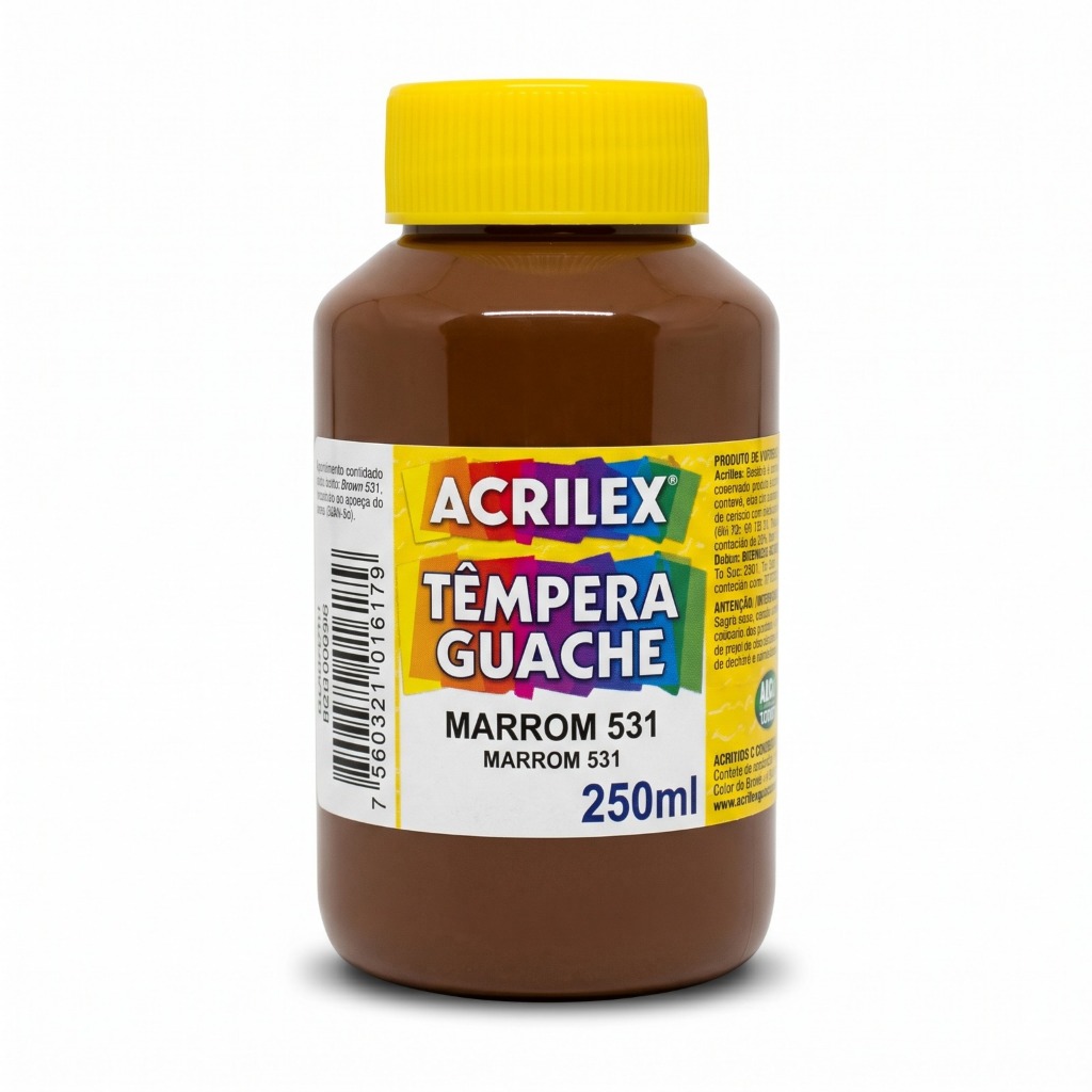 Tinta Guache Marrom 250ml Acrilex Têmpera Guache Escolar Artística Atóxica Solúvel Em Água
