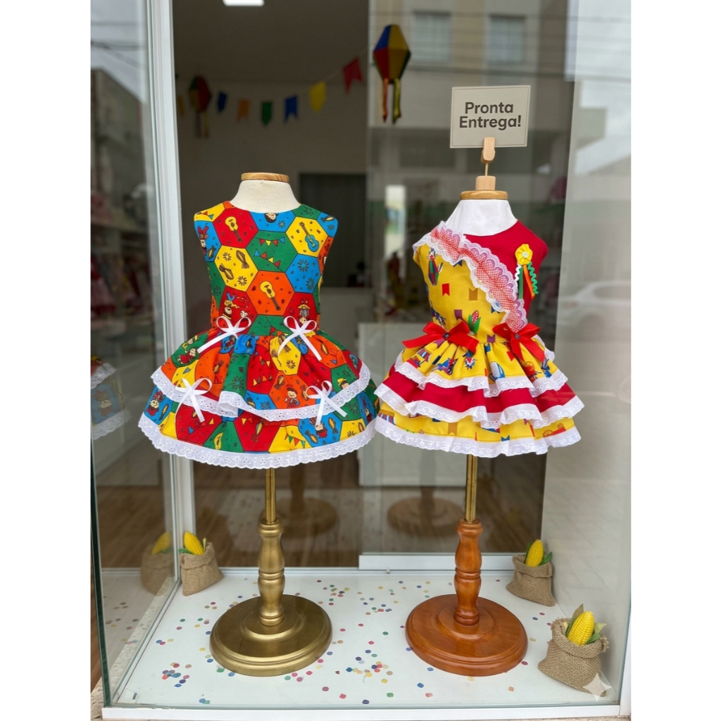 Vestido Pet Caipira Lacinhos Fêmea Xadrez RN PP P M G frufru Festa Junina festa julina julhina Roupa pet ChicLove.pet