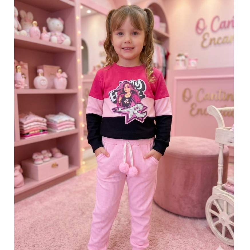 conjunto de Moletom Emilly Vick Blusa Frio Dos Rosas Blusa de Moletom kit 2 peças de inverno
