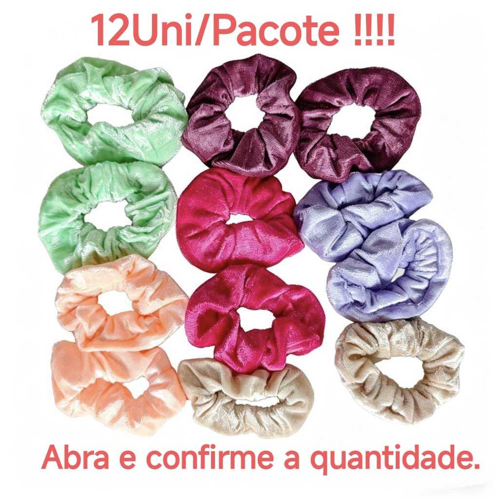 Kit 24/36/48 Scrunchies de veludo sortidos xuxinha amarrador de cabelo