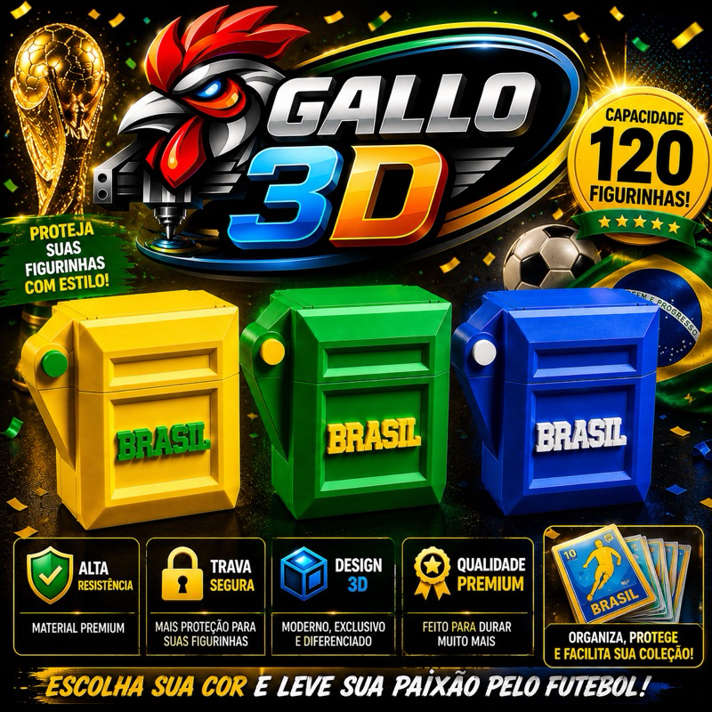 Porta Figurinhas Copa 2026 Organizador de Cards Brasil Caixa 3D | 3 Modelos Disponíveis | Envio Imediato