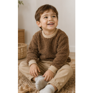 Blusa Infantil Pelúcia Manga Longa marrom moda kids**&
