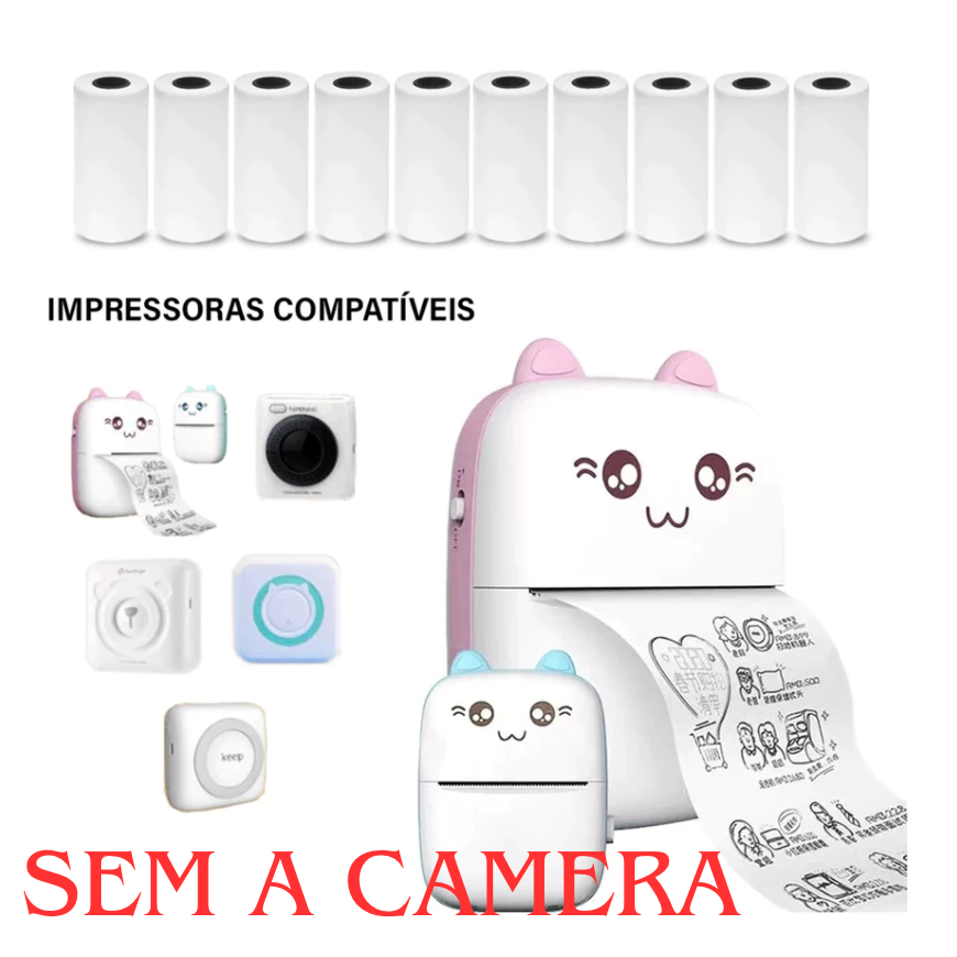 Kit 5/10 Bobina Térmica 57x30mm Adesivo Rolo Pra Mini Impressora Portátil Somente Bobina Sem Maquina