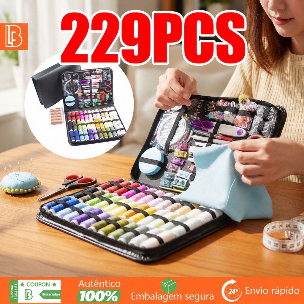 229pçs Kit De Costura Portátil Para Viagem Em Casa Ferramentas Profissional De Emergência