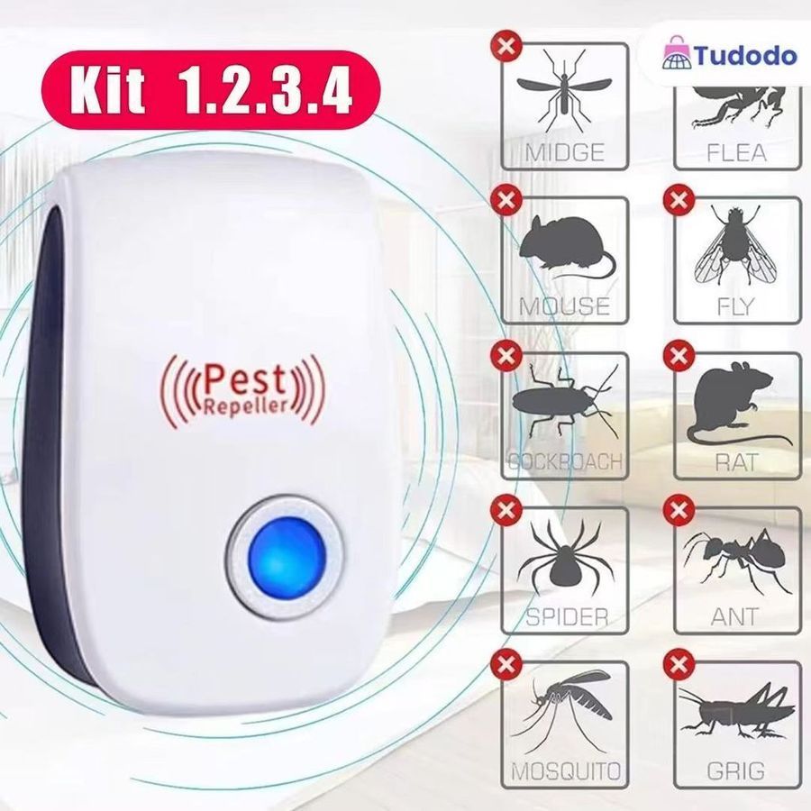 KIT4/3/2/1Repelente Eletrônico Ultrassônico Mosca Pernilongos Baratas Morcegos repele e Espanta Ratos bivolt