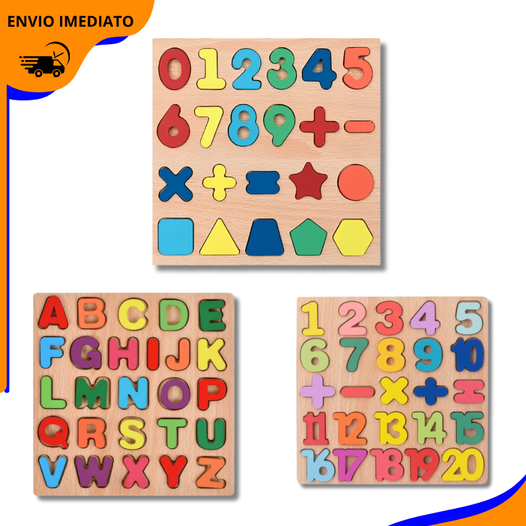 Brinquedo Educativo Premium – Alfabeto, Números e Formas Geométricas para Crianças