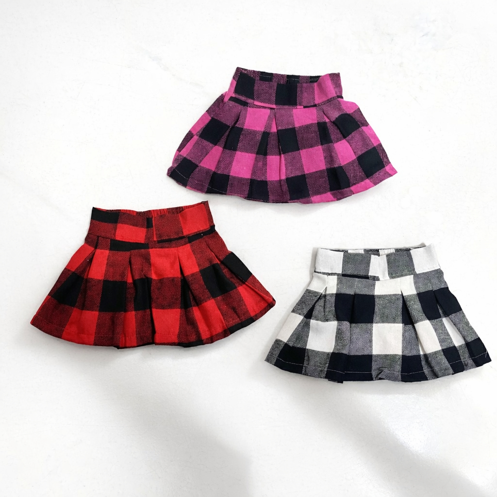 Saia Xadrez Infantil Menina Flanelada Plissada
